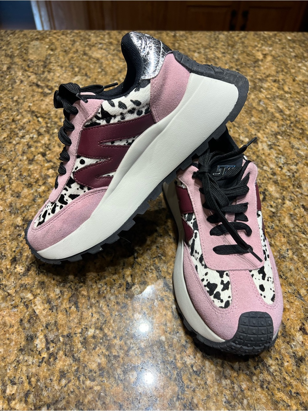 Steve Madden Black and Pink Suede Accent Sneakers
